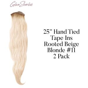 Glam Seamless x Priscilla Valles Hand Tied Tape-In 25" Beige Blonde 11 Two Pack